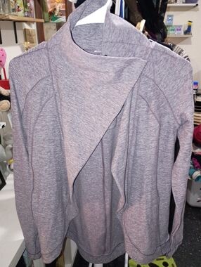 lululemon athletica Heather Gray Open-Drape Cardigan-a2